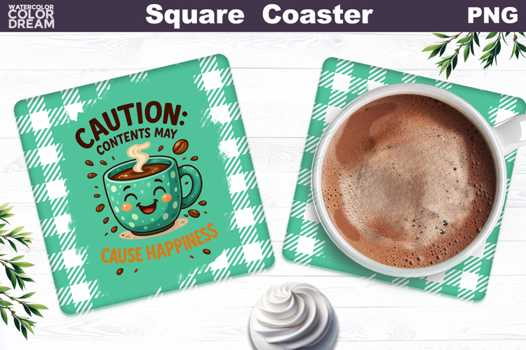 Funny Coffee Square Coaster | Coffee Quote Sublimation