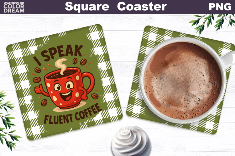 Funny Coffee Square Coaster | Coffee Quote Sublimation