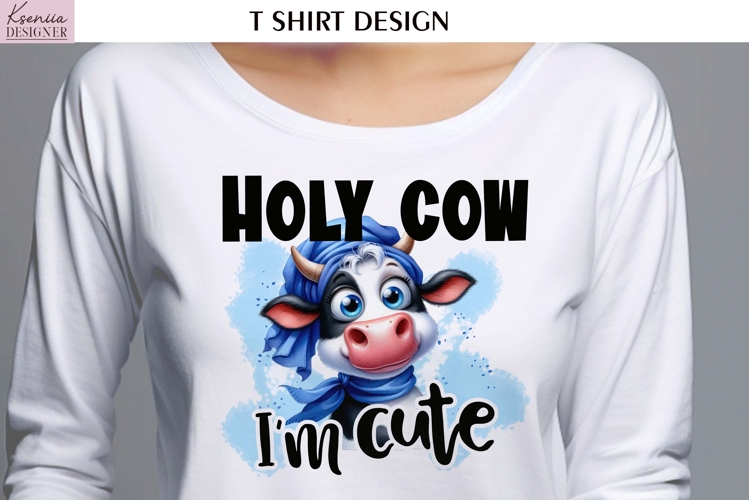 Cartoon Cow | Funny Sarcastic Quotes T Shirt | Sayings example image 1
