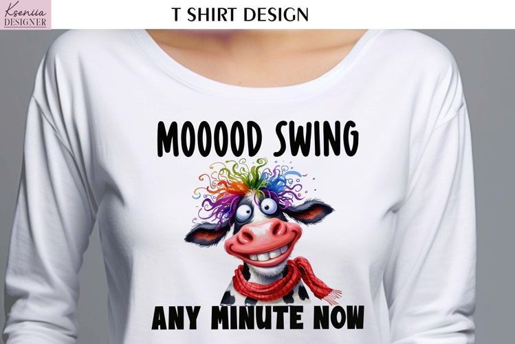 Cartoon Cow | Funny Sarcastic Quotes T Shirt | Sayings example image 1