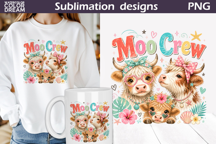 Cute Cow Crew | Farm Animal Sublimation