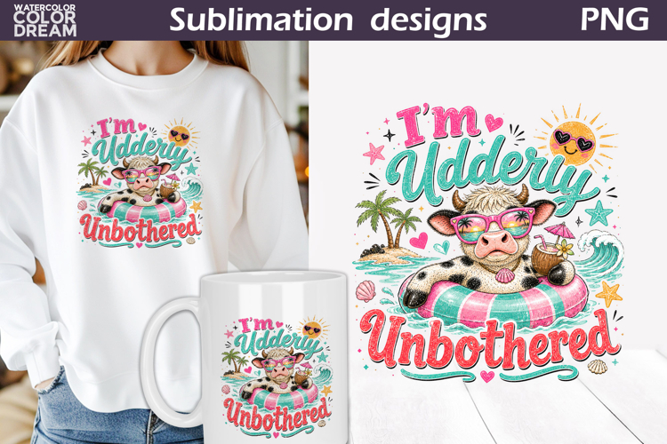 Beach Cow Clipart | Udderly Unbothered Sublimation