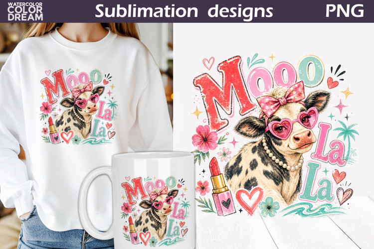 Cute Cow Clipart | Moo La La Sublimation