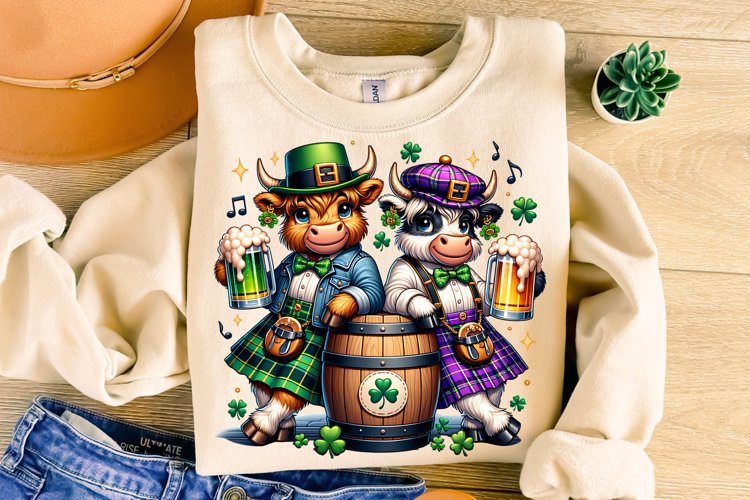 St Patricks Day Funny Cows PNG, Lucky Day PNG, Shamrock PNG