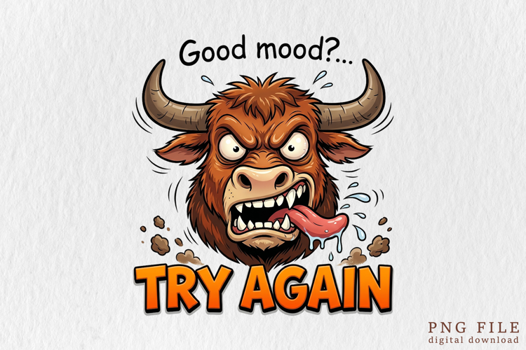 Funny Crazy Bull Sublimation PNG
