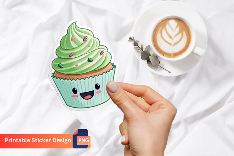 Funny Cupcake Sticker, Dessert Lover Sticker, Fun Cupcake