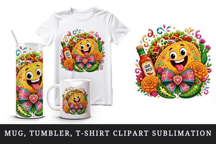 Funny cute tumbler, mug wrap, clipart sublimation design example image 1