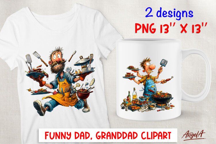 Funny BBQ clipart Grill master Cooking PNG Father's Day example image 1
