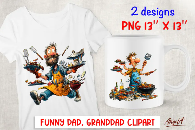 Funny BBQ clipart Grill master Cooking PNG Father's Day