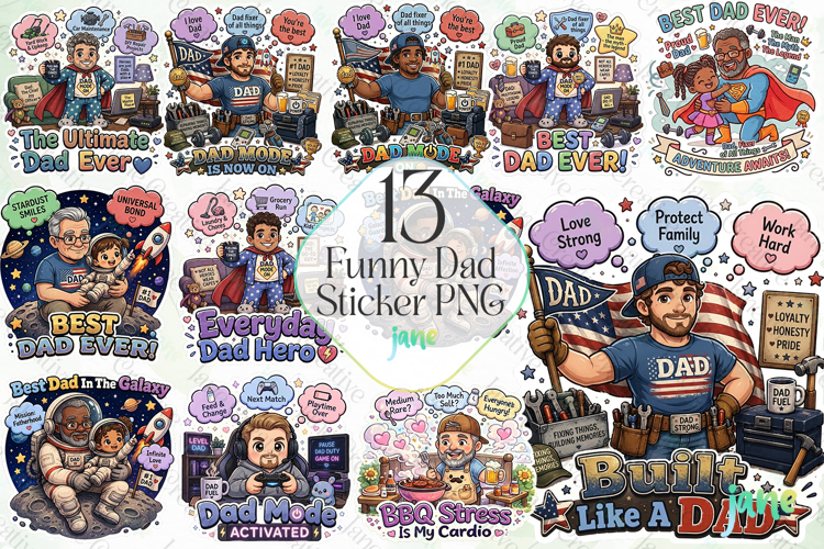 Funny Dad Sticker PNG