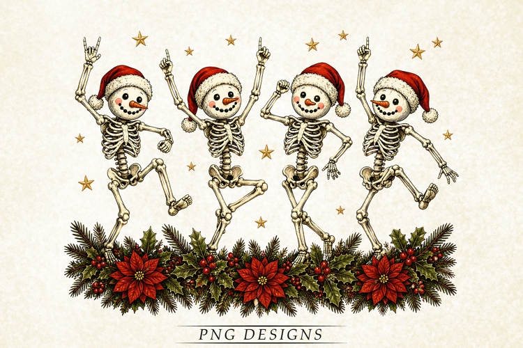 Funny Dancing Christmas Skeleton Snowman PNG, Snowman