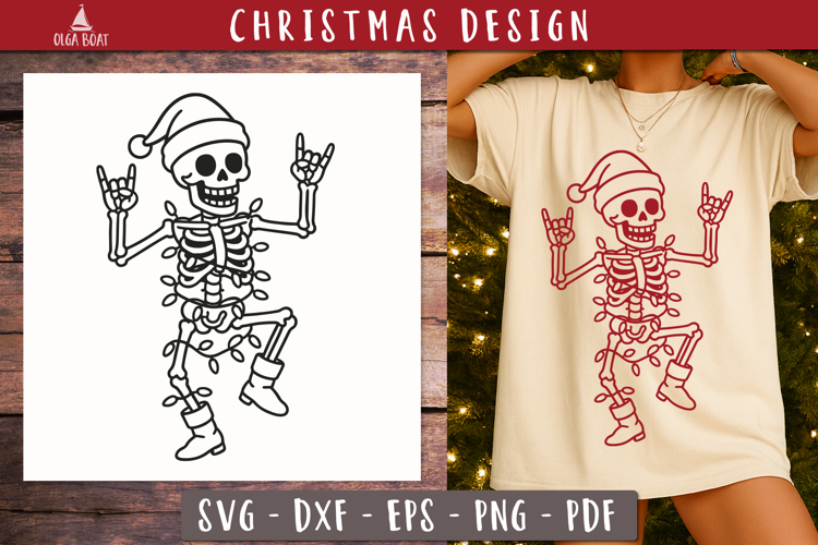Funny Dancing Skeleton Christmas SVG