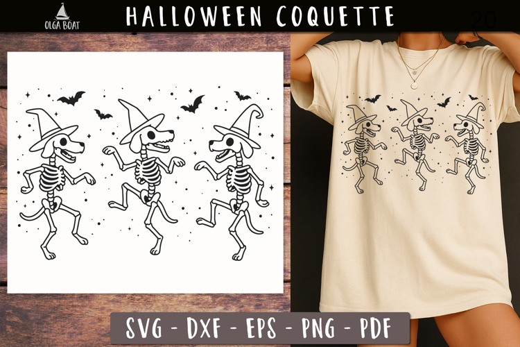Funny Dancing Skeleton Dog Halloween svg