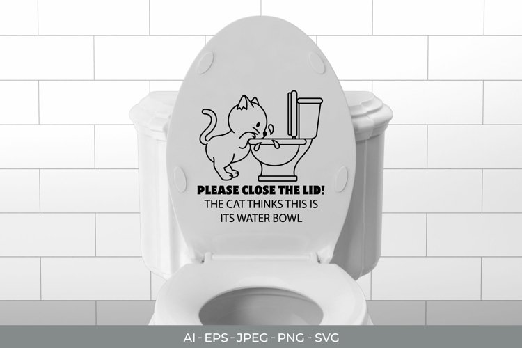 Funny Cat Good Bye Vinyl Sticker For Toilet Or Bathroom Seat – Black, 190mm X 150mm