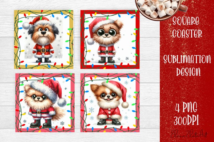 Funny Christmas humorous dog Coaster Design | animal Square example image 1