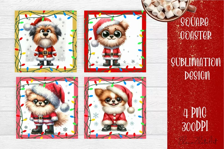 Funny Christmas humorous dog Coaster Design | animal Square