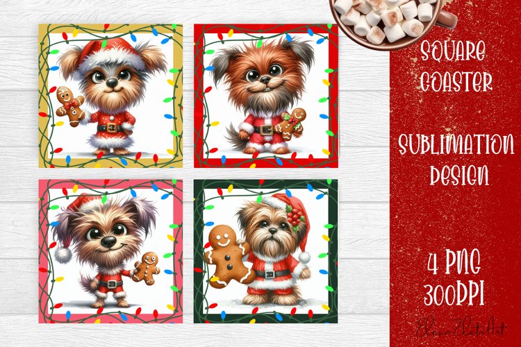 Funny Christmas humorous dog Coaster Design | animal Square