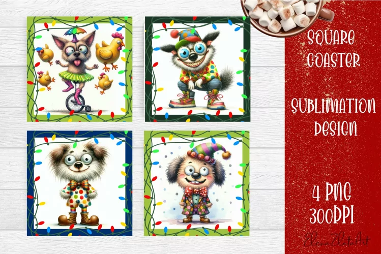 Funny Christmas humorous dog Coaster Design | animal Square