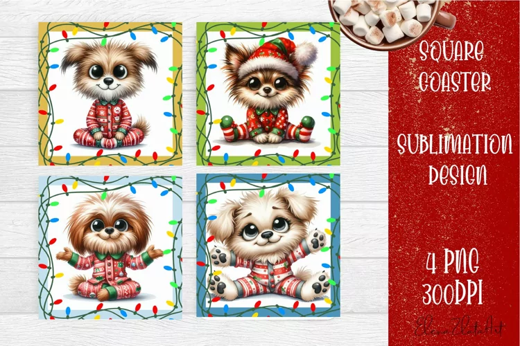 Funny Christmas humorous dog Coaster Design | animal Square