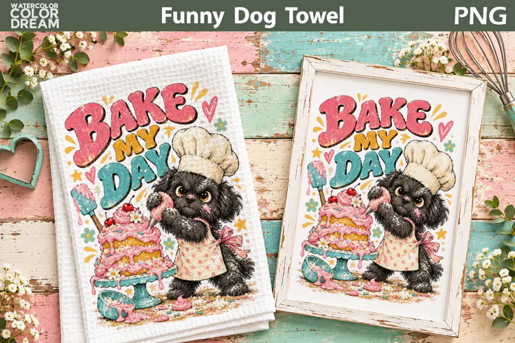 Funny Baking Dog Quote | Kitchen Towel Sublimation