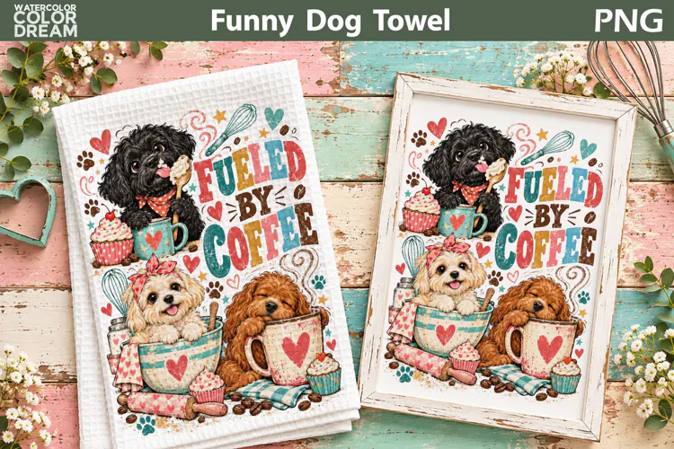 Coffee Funny Dogs | Kitchen Towel Sublimation