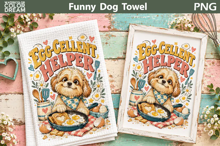 Funny Coffee Dog Towel | Cute Puppy Sublimation