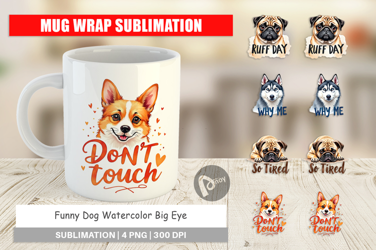 Funny Dog Big Eye Mug Wrap