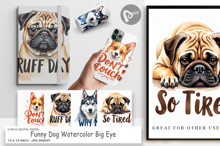 Funny Dog Big Eye Digital Paper