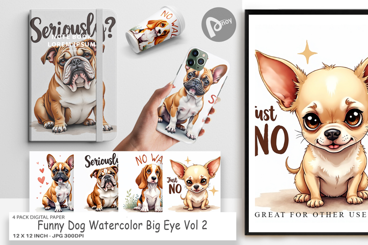 Funny Dog Big Eye Digital Paper