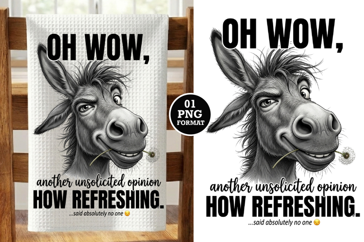Funny Donkey Kitchen Towel Design Png Sublimation