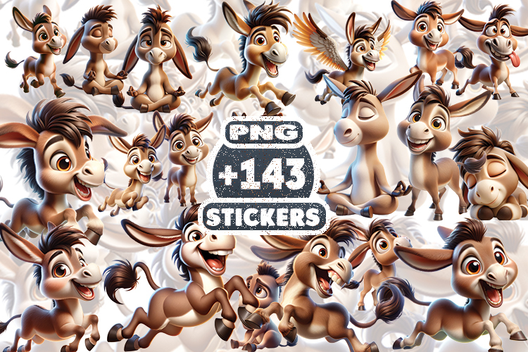 Funny Donkey Sublimation Clipart | Farm Animal PNG |