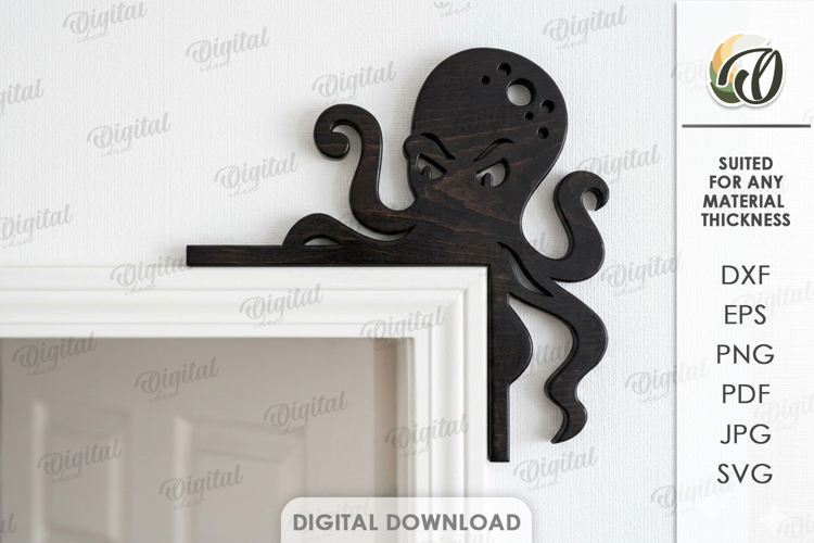 Funny Door Corner Laser Cut. Door Trim Corner. Octopus SVG