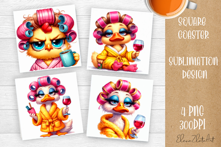 Funny duck Sarcastic Coaster Sublimation Design