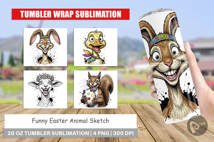 Funny Easter Animal Sketch Tumbler