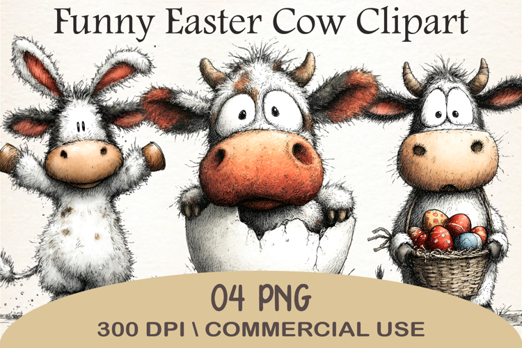 Funny Easter Cow Clipart
