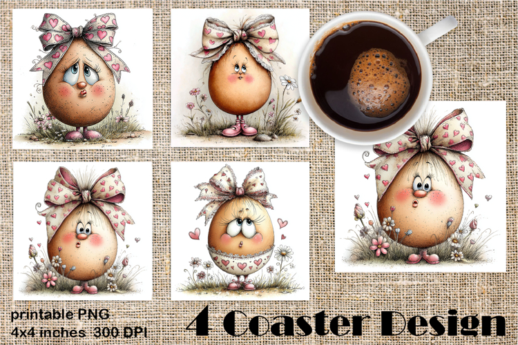 Happy Easter Square Coaster Sublimation. Funny egg