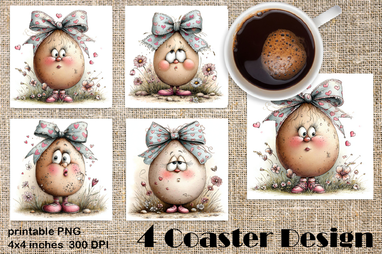 Happy Easter Square Coaster Sublimation. Funny egg