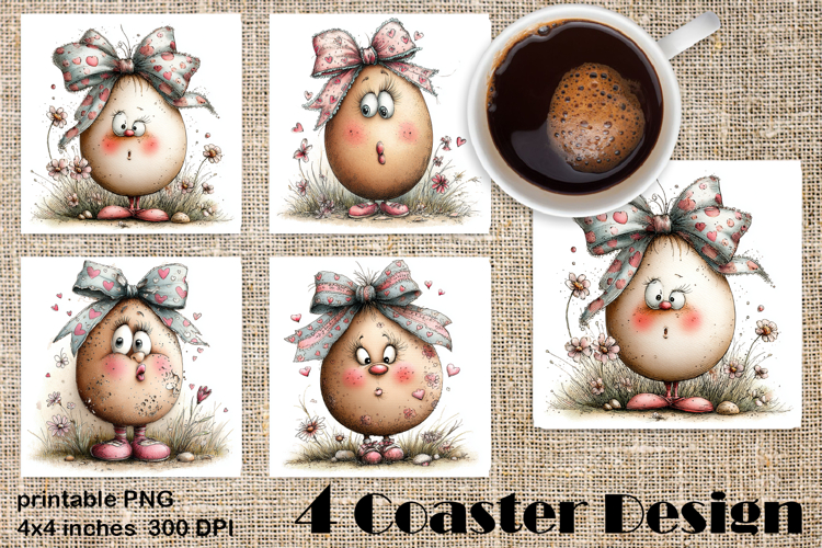 Happy Easter Square Coaster Sublimation. Funny egg