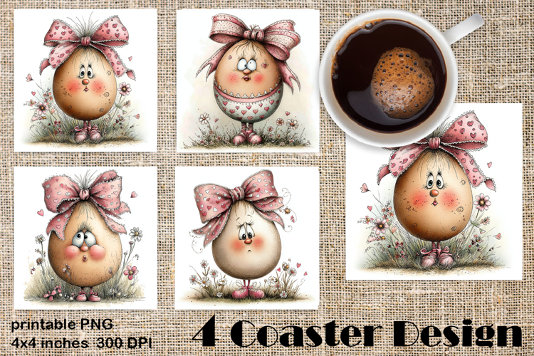 Happy Easter Square Coaster Sublimation. Funny egg