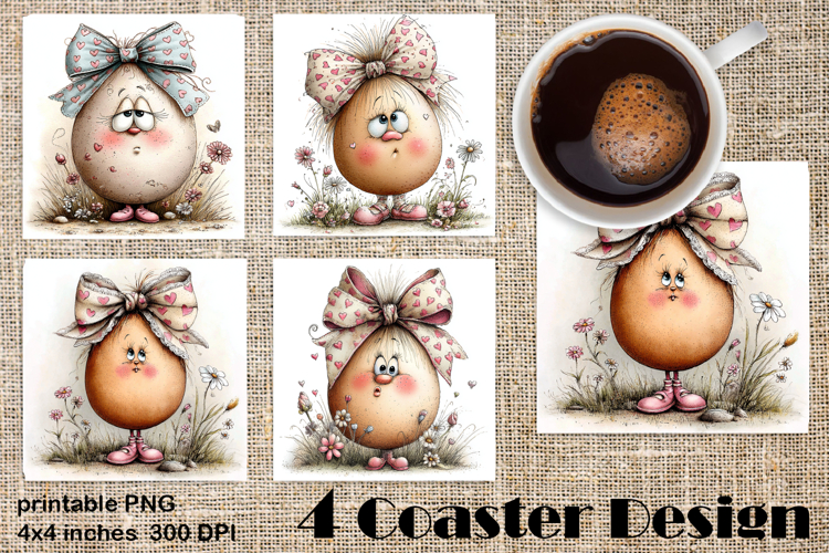 Happy Easter Square Coaster Sublimation. Funny egg