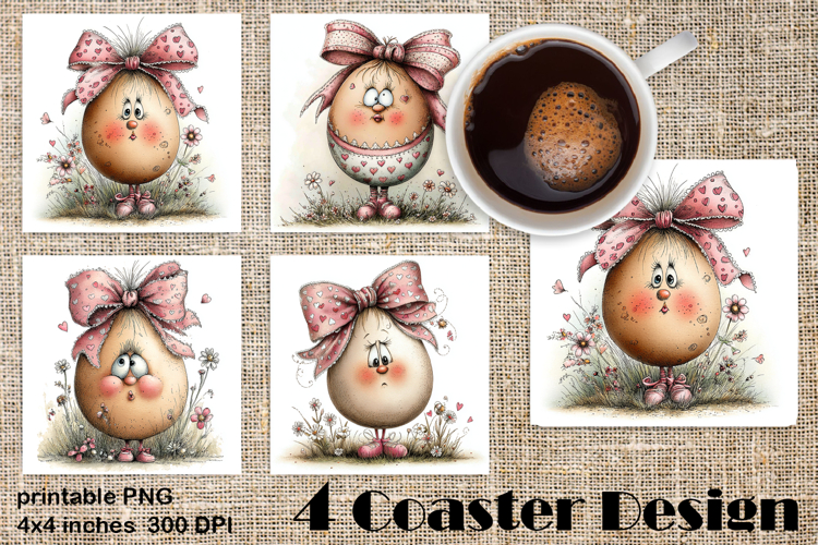 Happy Easter Square Coaster Sublimation. Funny egg