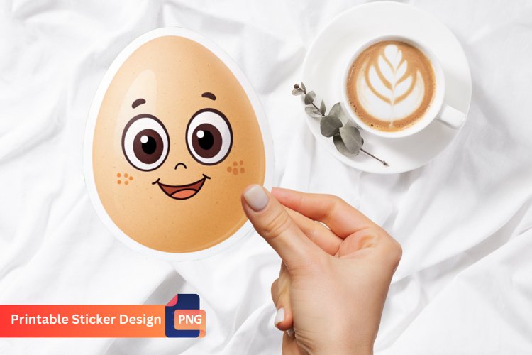 Funny Egg Sticker, Egg Cartoon Sticker, Funny Sticker example image 1