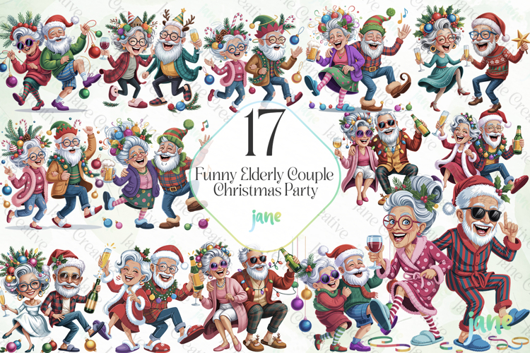 Funny Elderly Couple Christmas Party