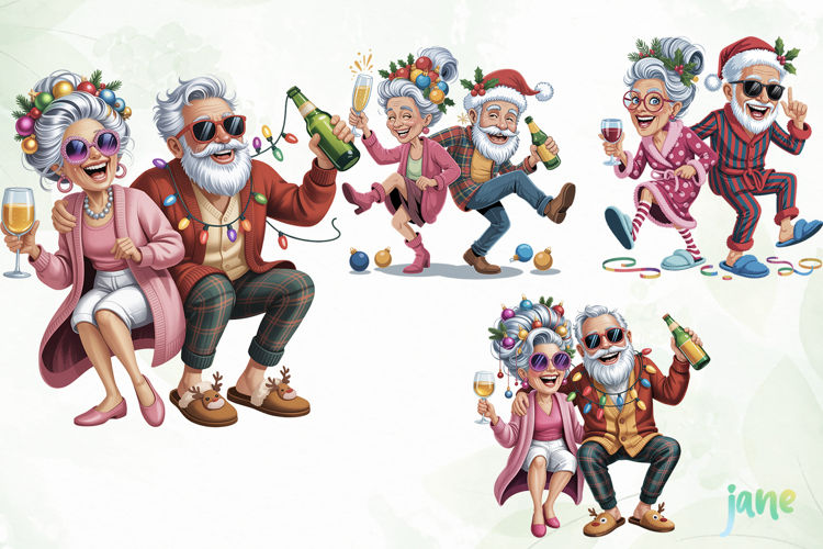 Funny Elderly Couple Christmas Party