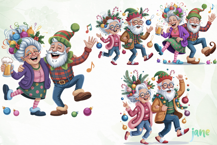 Funny Elderly Couple Christmas Party