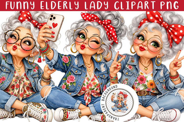 Funny Elderly Lady Clipart PNG