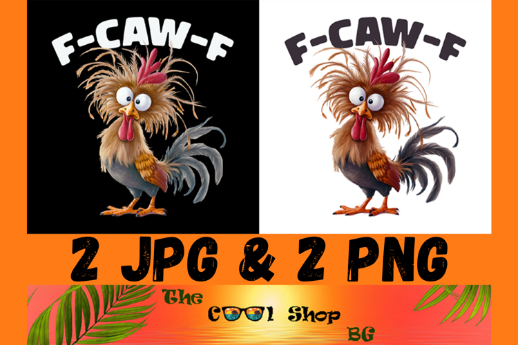 Funny F-Caw-F Chicken PNG, Crazy Rooster Meme Clipart