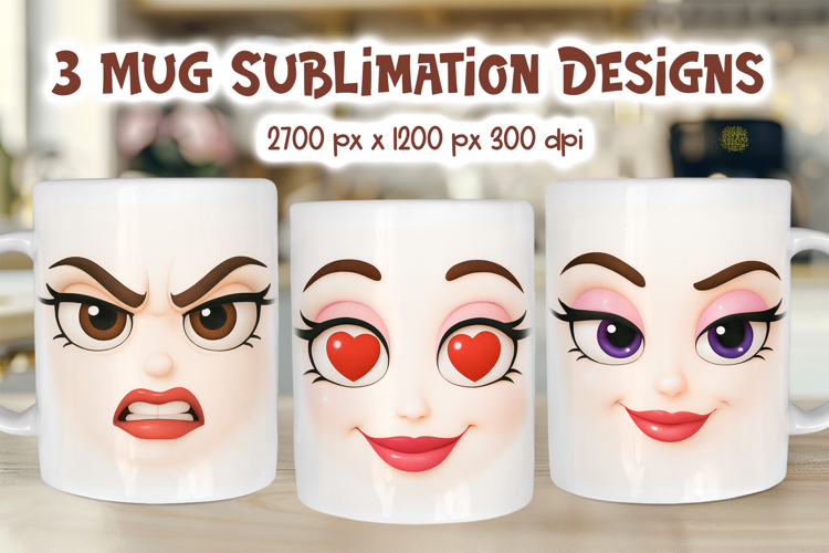 Funny Face Emotions Mug Wrap | Sarcastic 15 oz Sublimation