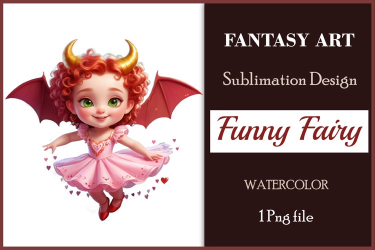 Watercolor Funny Whimsical Fairy Clipart / Png file