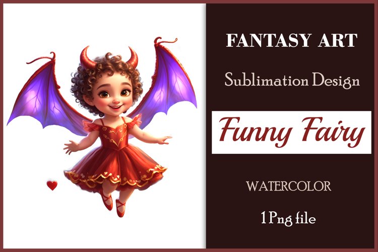 Watercolor Funny Whimsical Fairy Clipart / Png file